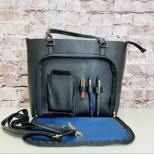 Snake print tote bag with organizer section